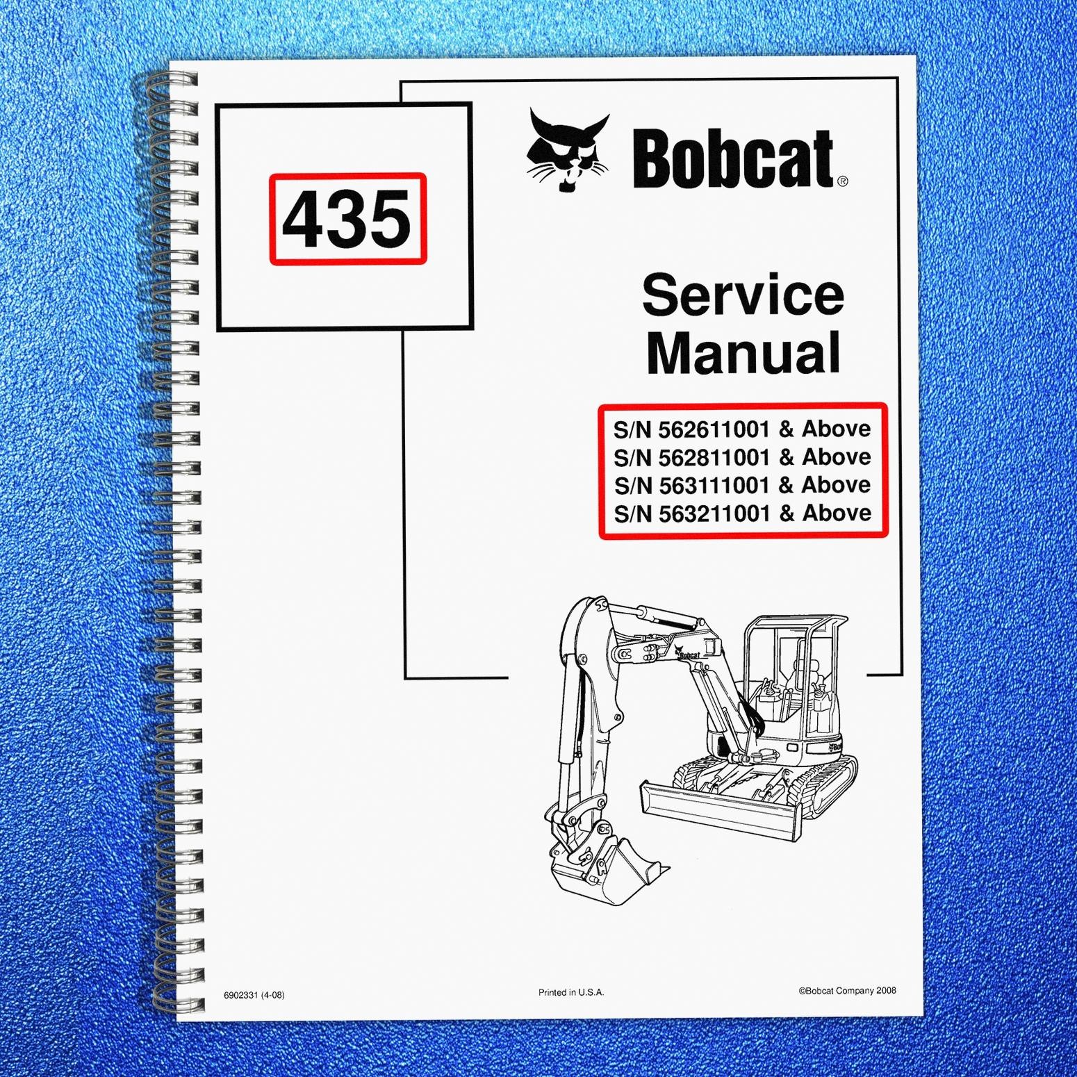 BOBCAT 435 Excavator Service Manual 2008 SN 562611001 Up, FOLDOUTS