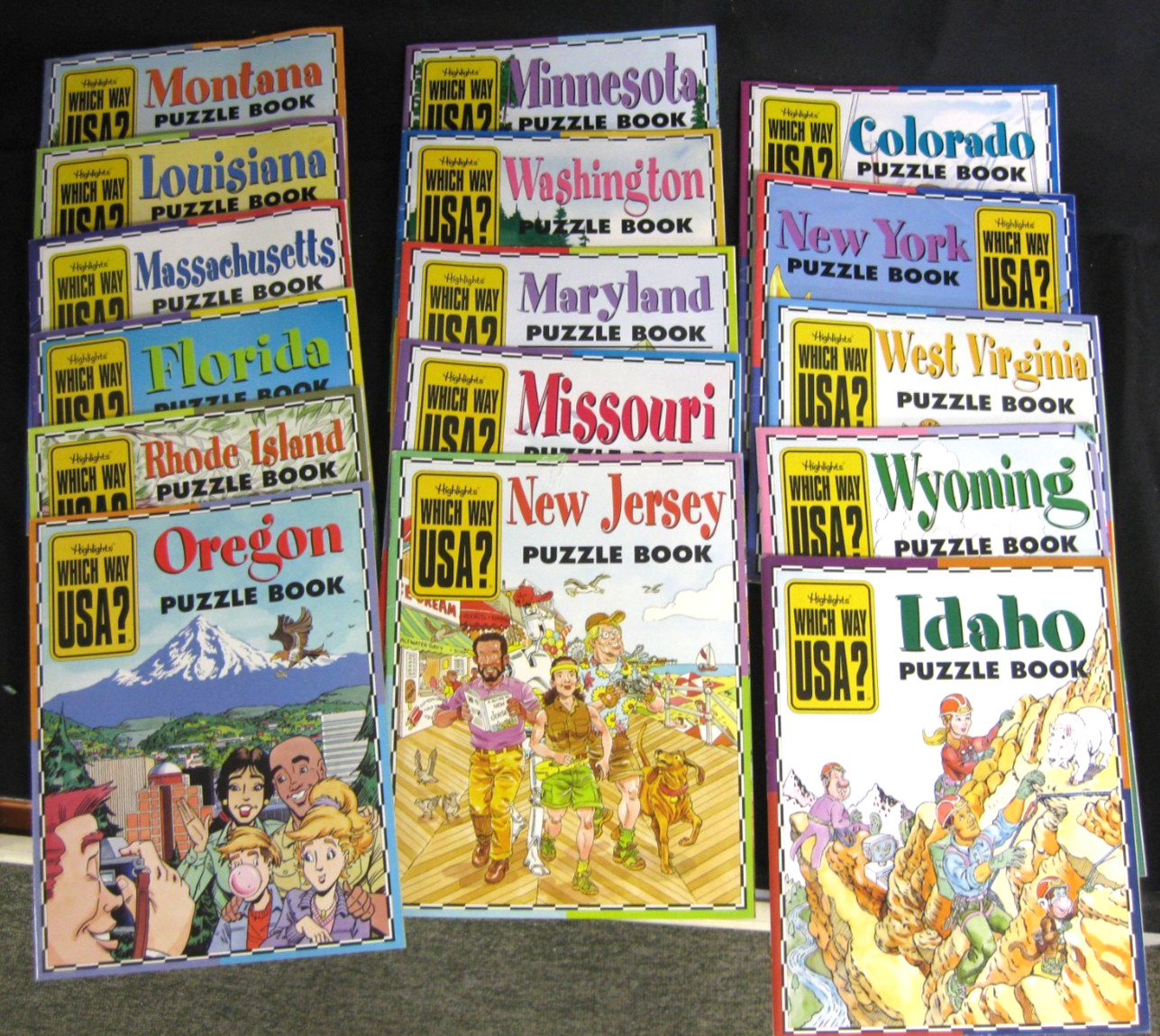 Which Way USA? Highlights Lot of 16 Geography US States + BONUS Puzzlemania