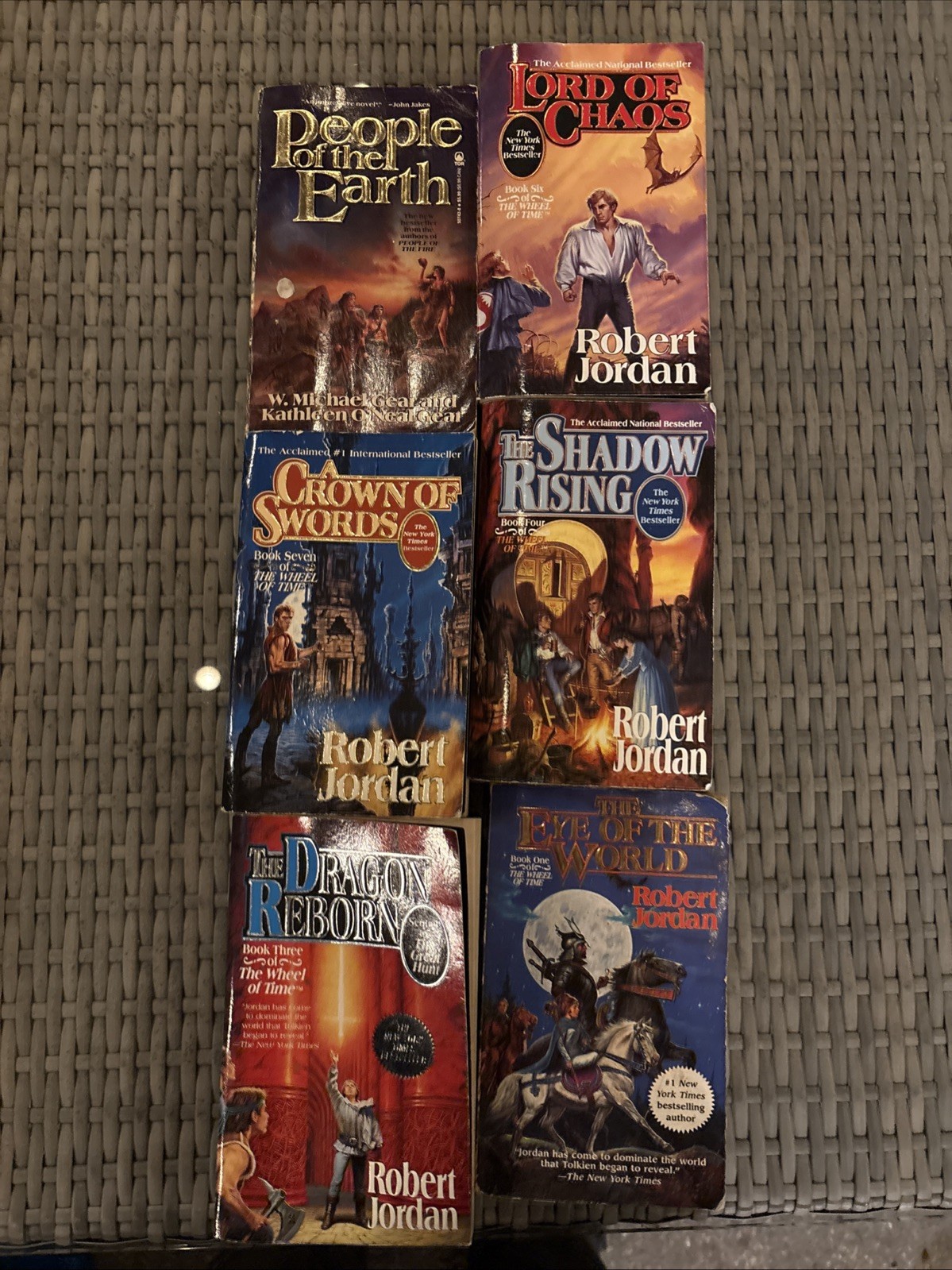 Vintage 90s Lot of Wheel of Time Robert Jordan Paperback Fantasy Books Lot Of 6