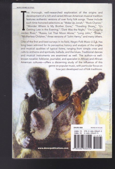 Negro Folk Music USA (Dover Books On Music: Folk Songs) by Harold Courlander LN