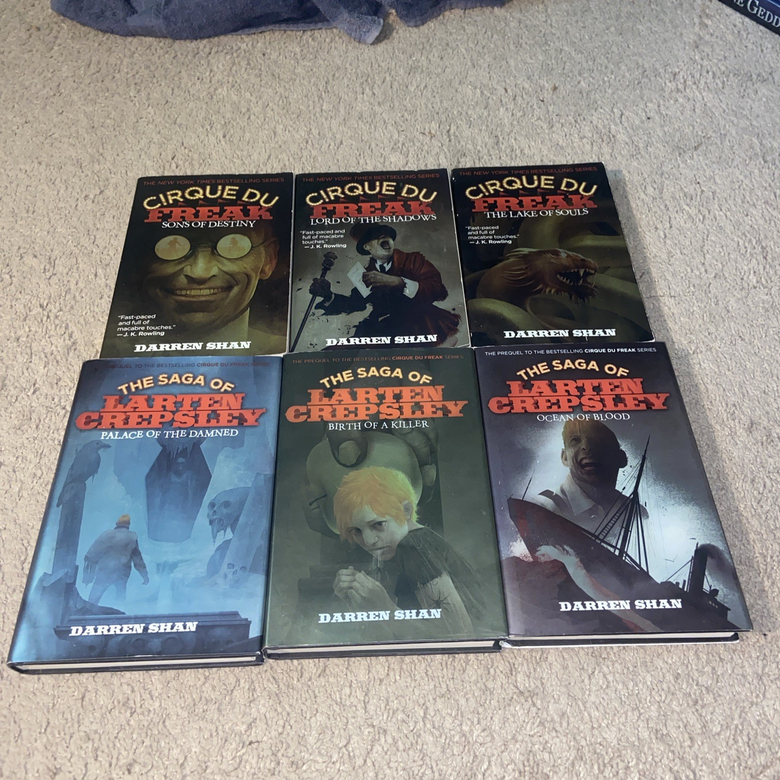 Darren Shan book lot, 6 books, 3 paperback, 3 1st Ed HC