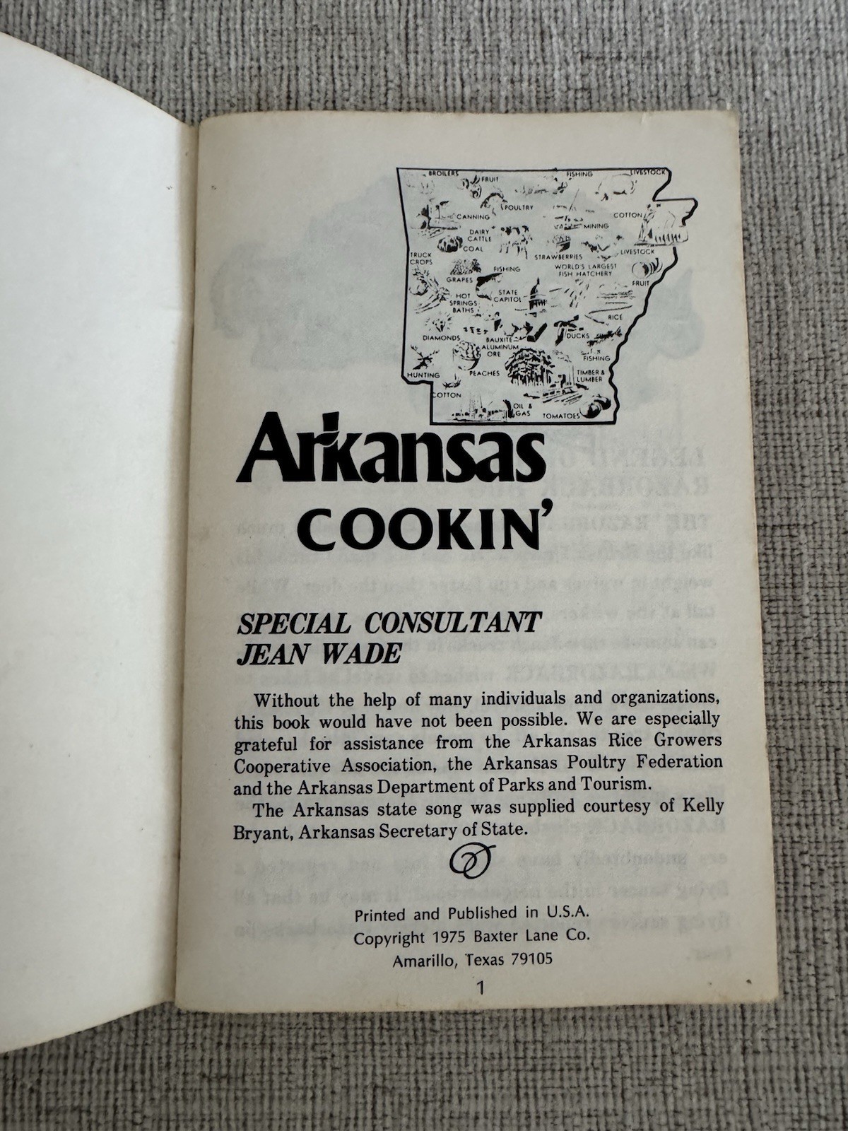 Vintage Arkansas Cooking Cookbook 1975 Jean Wade Regional Recipes PB
