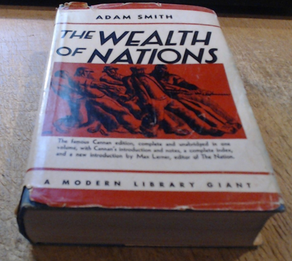 The Wealth of Nations by Adam Smith-Modern Library Giant HC w/DJ Cannan Ed 1937