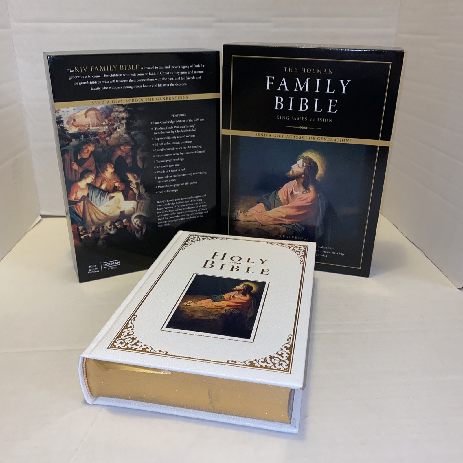 KJV Family Bible, Deluxe White Bonded Leather-Over-Board (Leather / Fine Binding