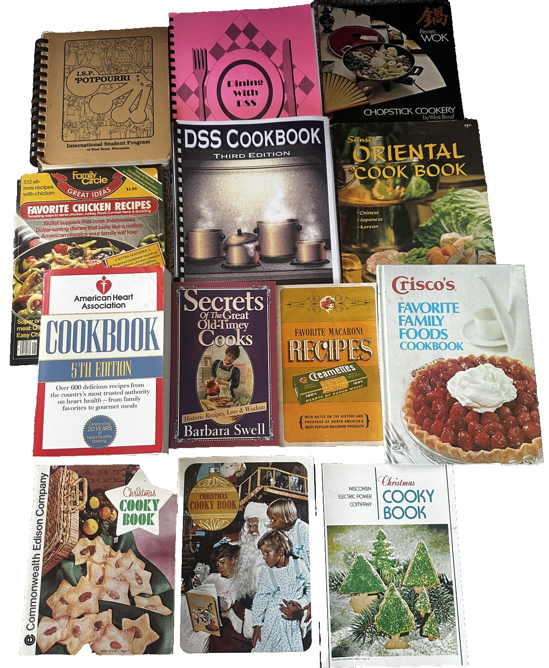 Vintage Community Spiral Cookbook Lot WE Energies Cooky Crisco American Heart