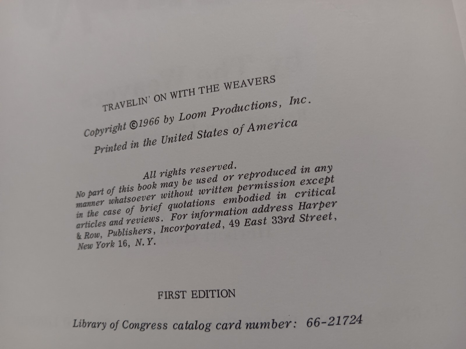 Travelin’ On With The Weavers Song Book (1966 Harper & Row) Hardcover, 165 pages