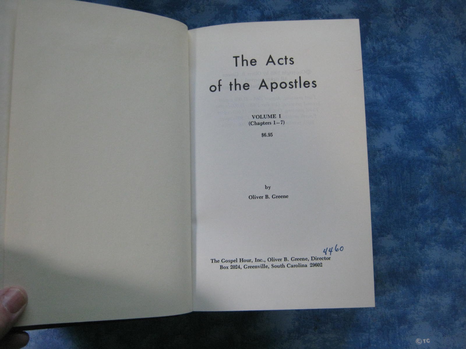 VTG LOT OF 4 THE ACTS OF THE APOSTLES Volumes 1-4 OLIVER B. GREENE HC 1969 VGC