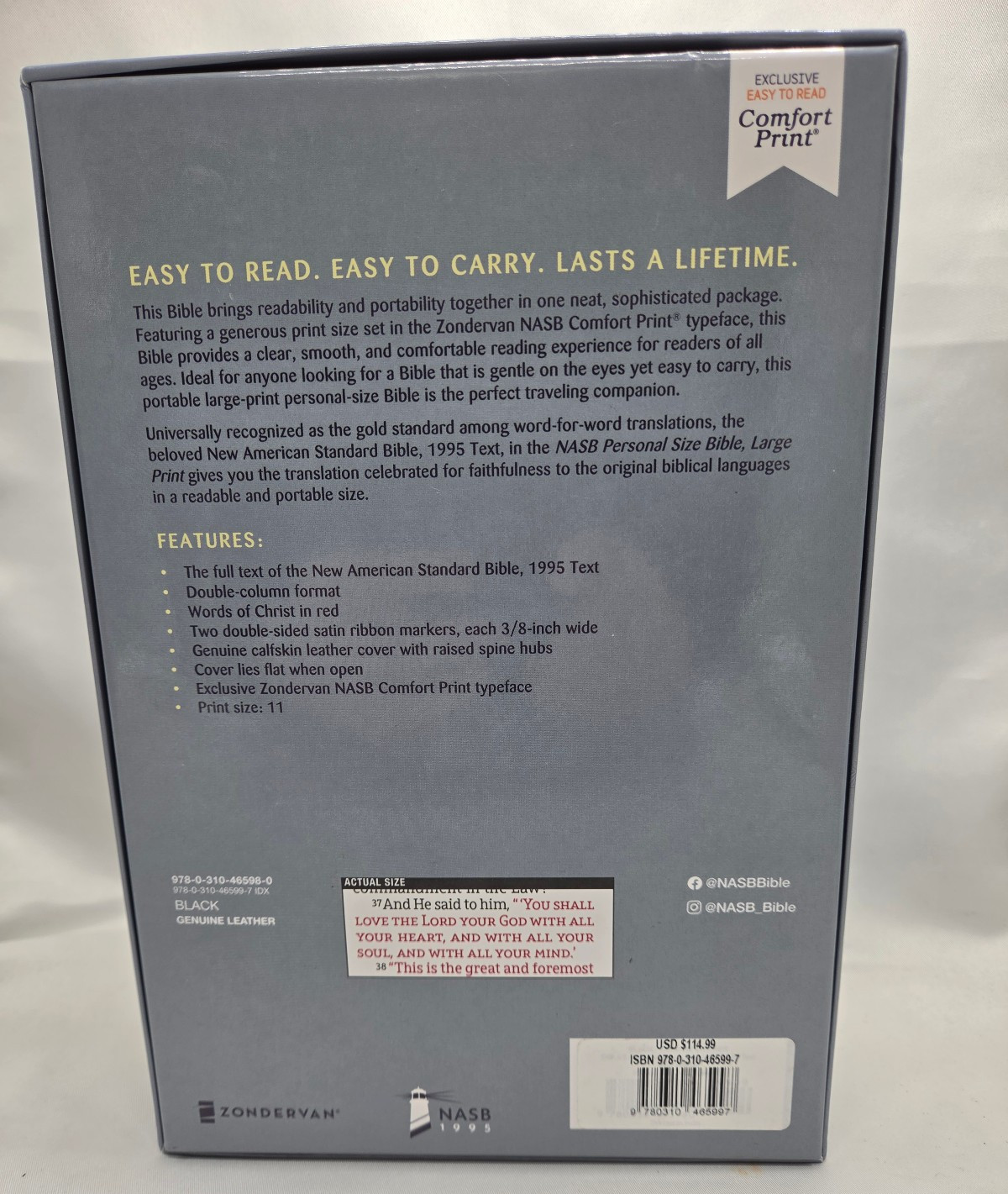 NASB Large Print Calfskin Black Red Letter 1995 Text Thumb Indexed