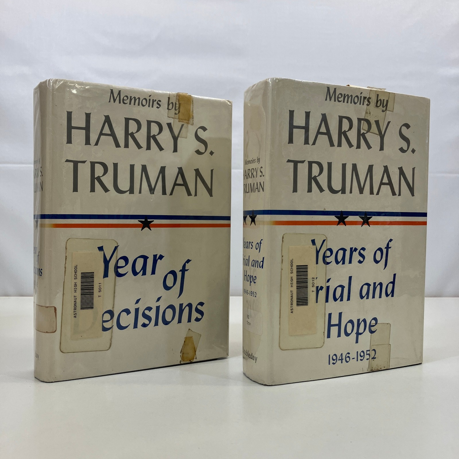 Memoirs by Harry S. Truman 2 Vol VTG Ex-Library HCDJ Set Decisions & Trial Hope