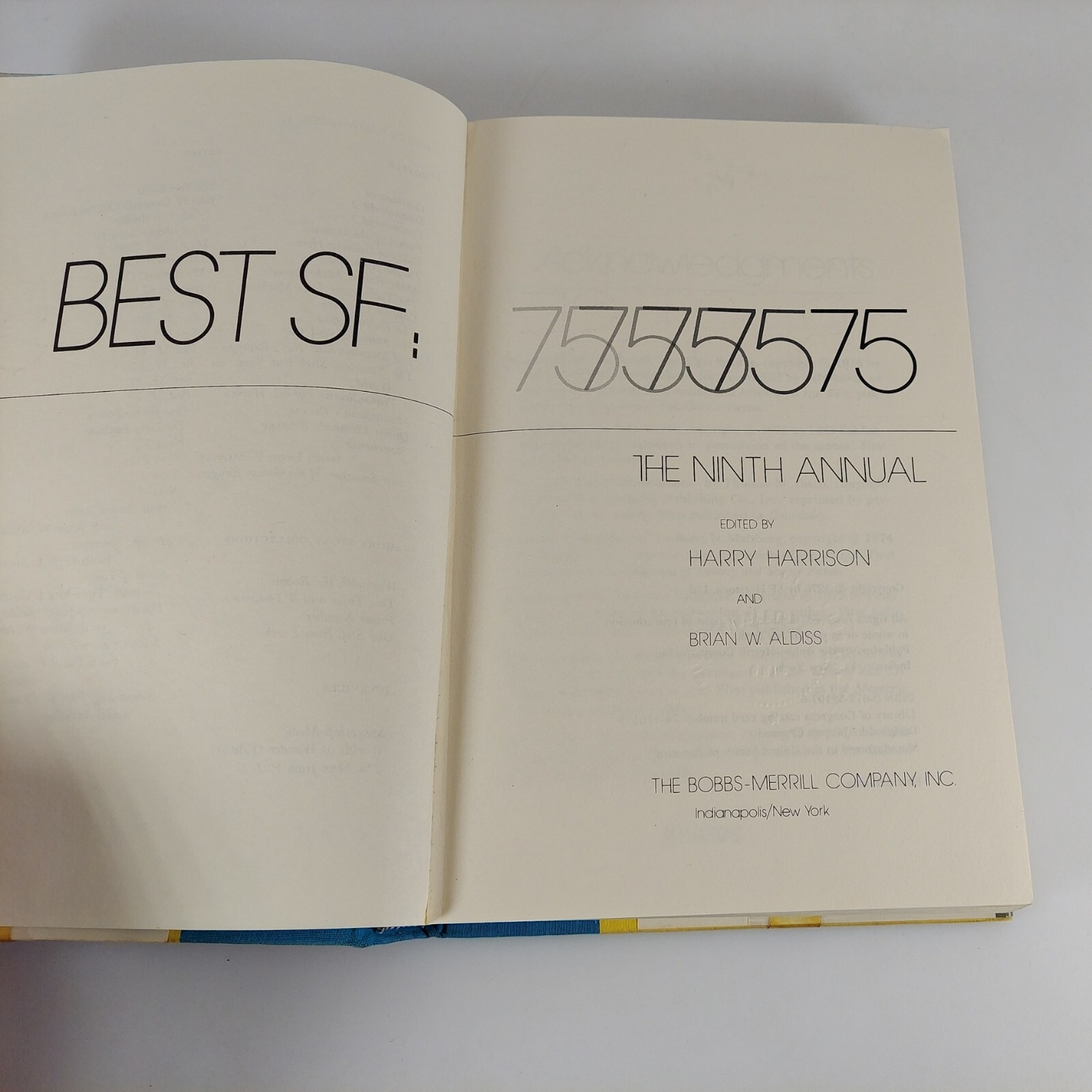 The 9th Annual Best SF : 75 Edited by Harry Harrison and Brian Aldiss HCDJ