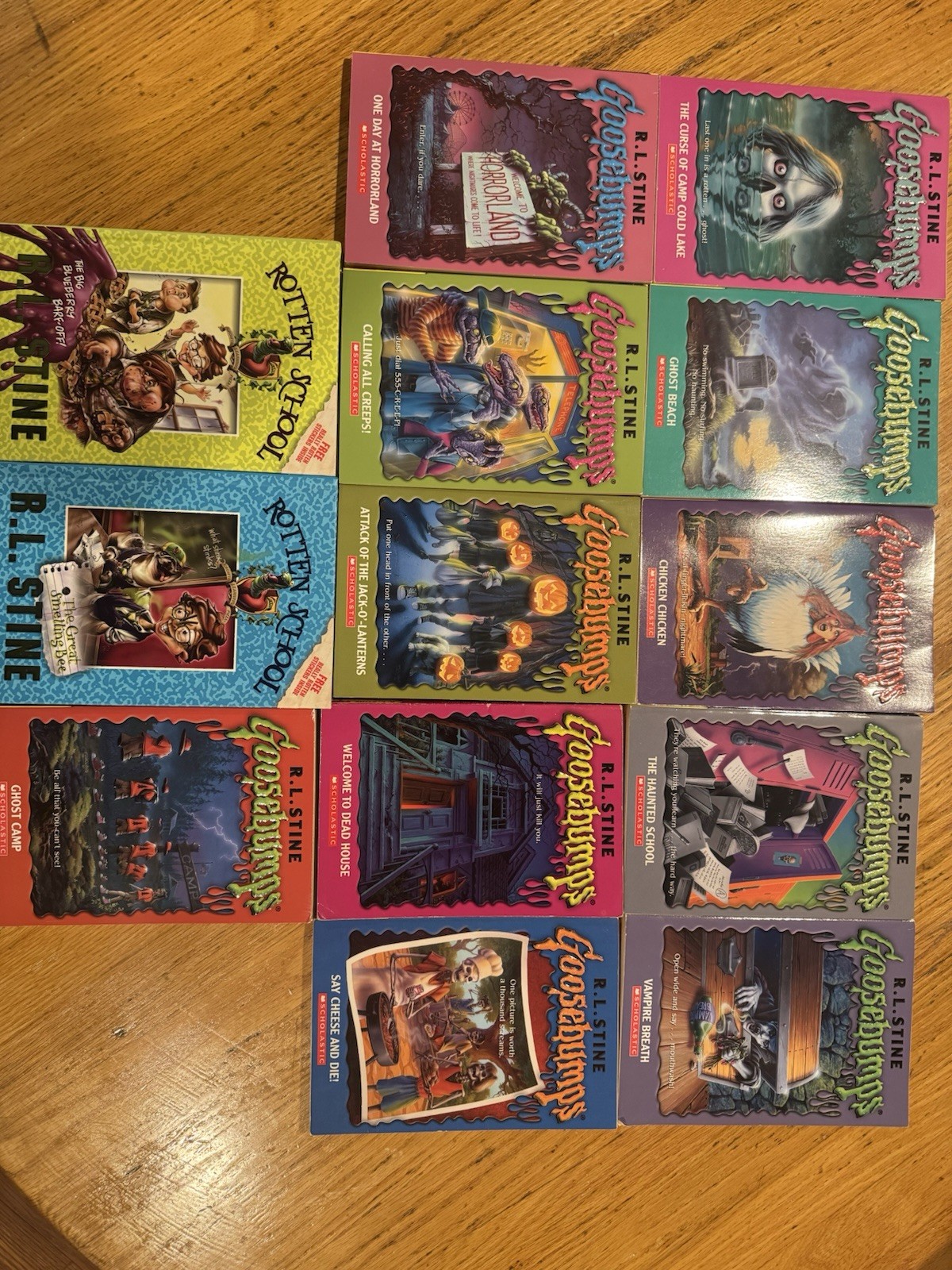 R.L. Stine Goosebumps & Rotten School Paperback Lot, Scholastic 1990s Horror