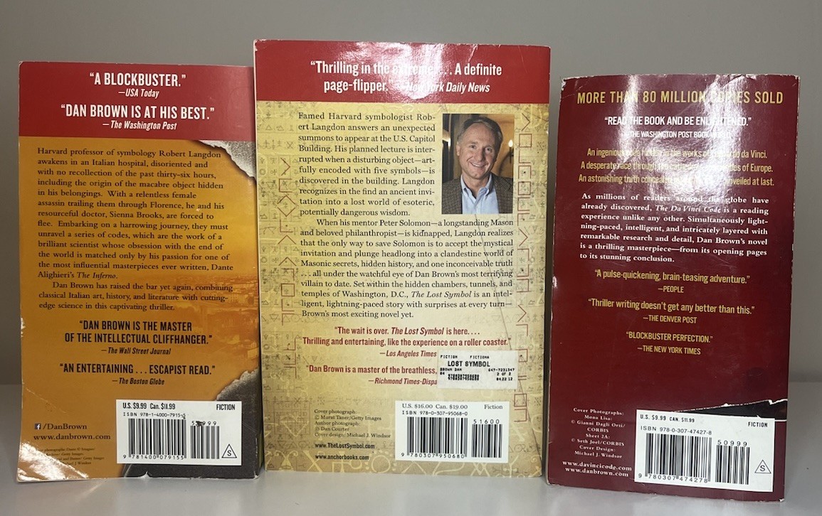 Dan Brown 3 Book Lot – The Da Vinci Code, The Lost Symbol, Inferno (Paperback)