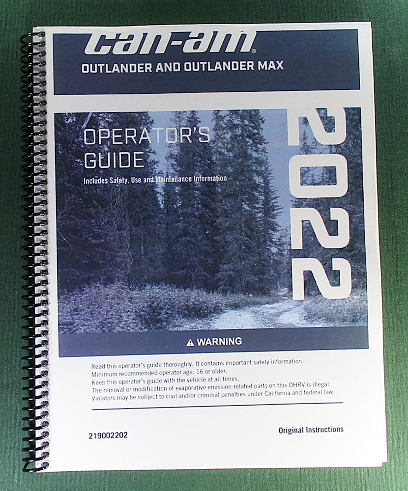 2022 Can-Am Outlander MAX 450 DPS Owner’s Manual: 254 Pages & Protective Covers!
