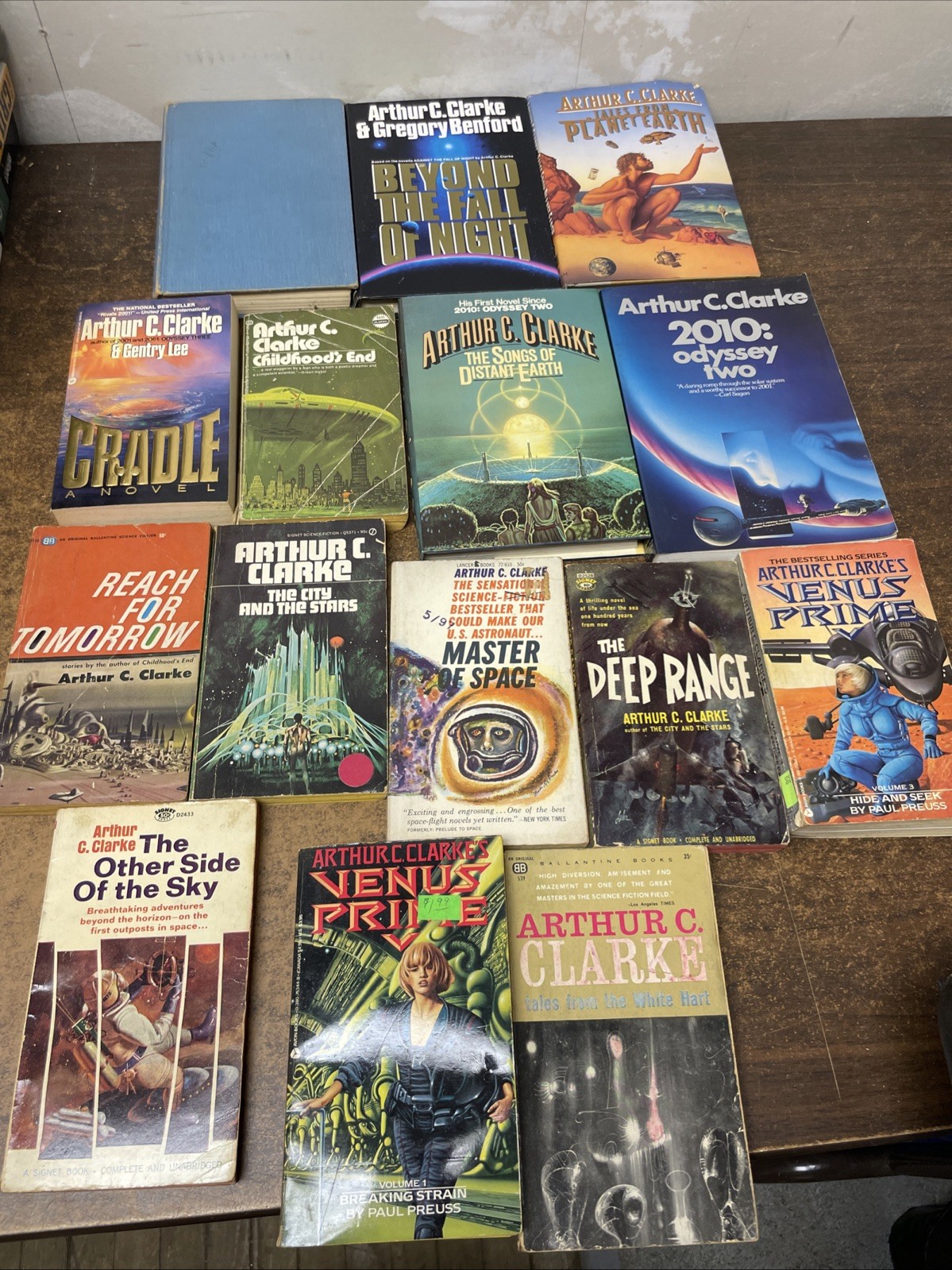 Arthur C. Clarke Lot of 15 Vintage Science Fiction PB HC Books Collection