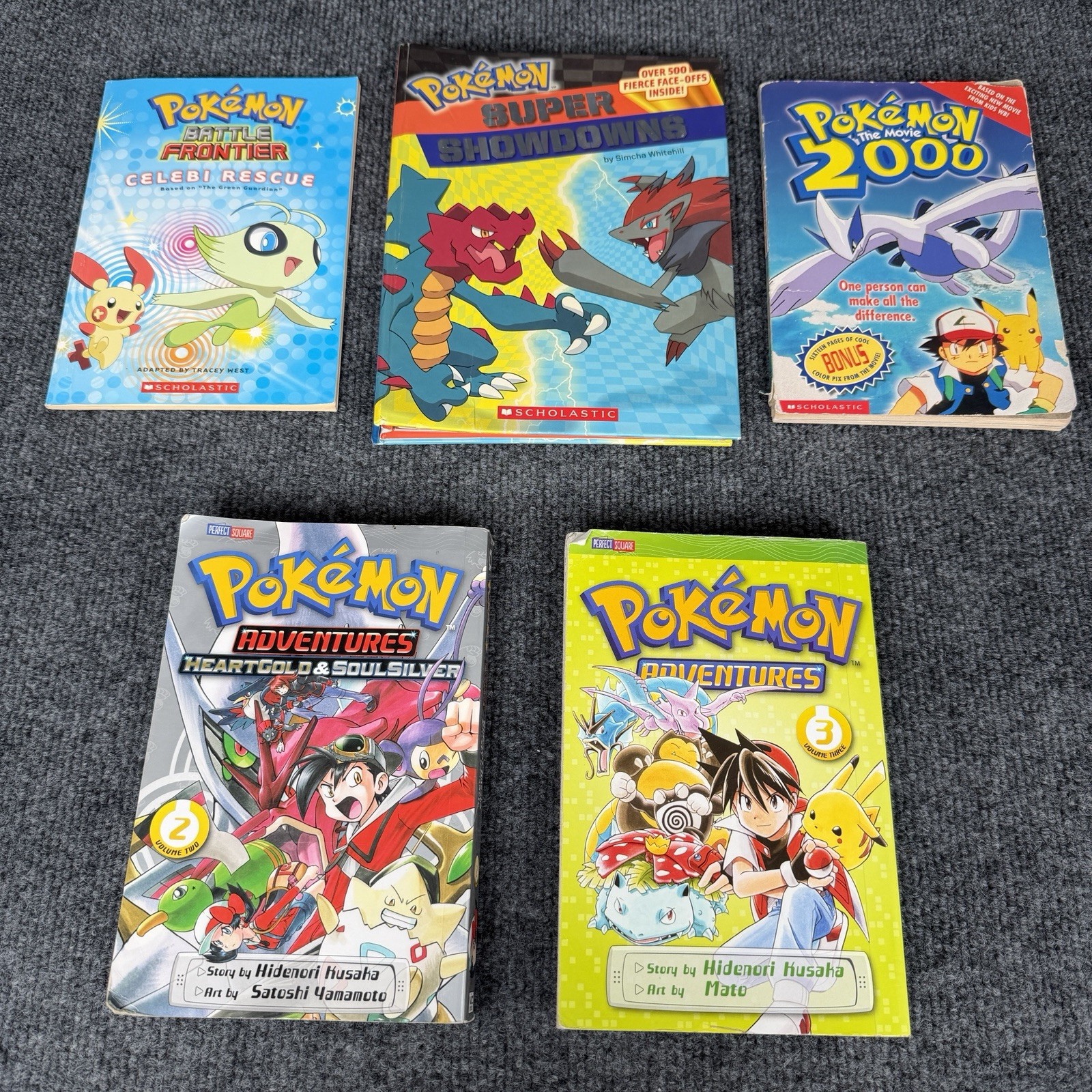 Pokemon Books Lot Of 5 Scholastic And Adventures Volumes 2 & 3 Dated 2000’s