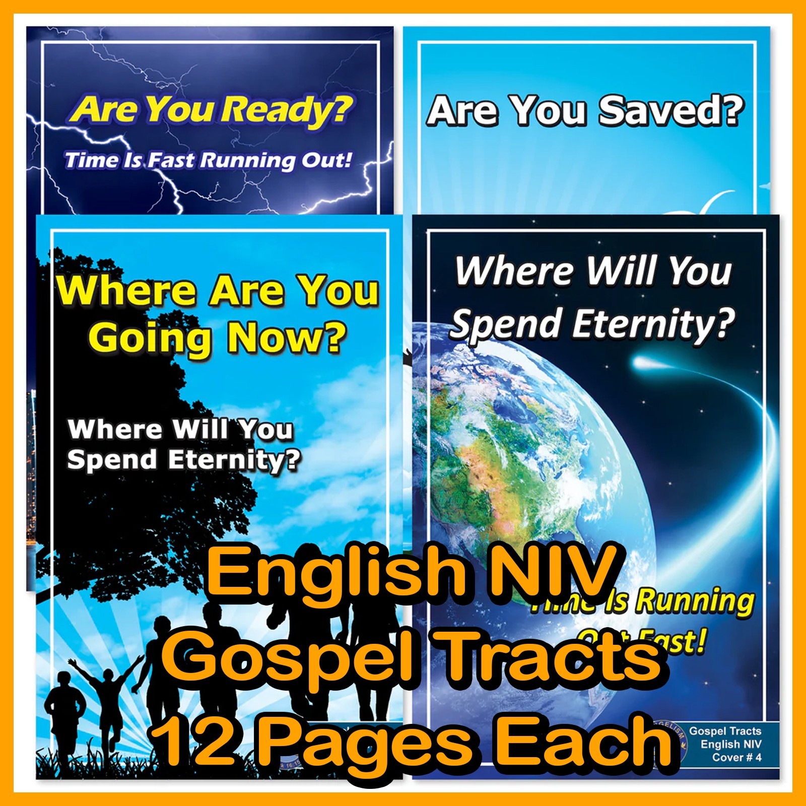 “ENGLISH (NIV)” Tracts, Pack of 40 Units in 4 Colorful Covers, 12 Pages Each